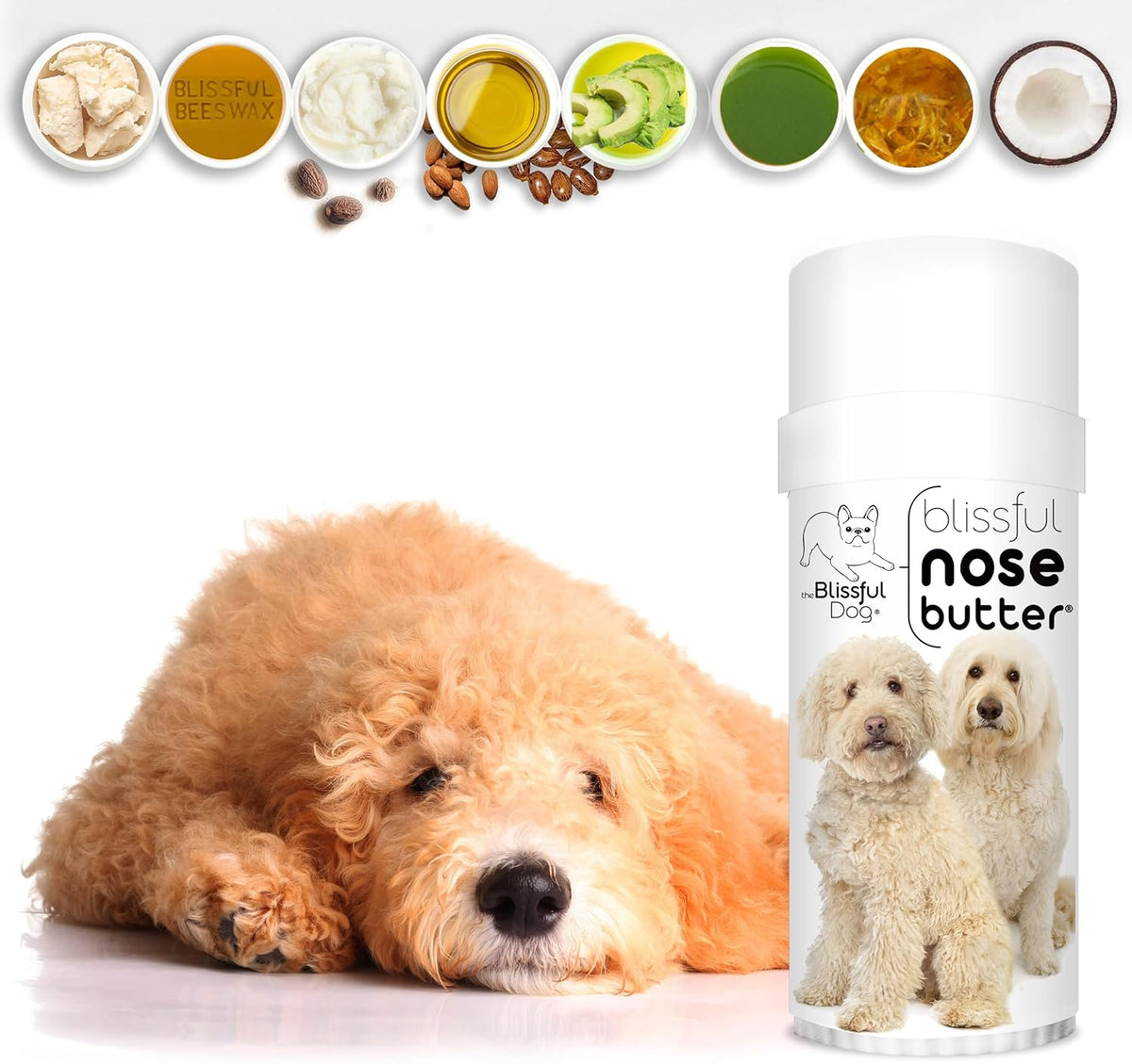 The Blissful Dog Goldendoodle Nose Butter, Versatile Dog Nose Balm for Dry Nose, Handcrafted Nose Moisturizer, Easy-to-Apply Dog Essentials, Unscented, 2 oz.