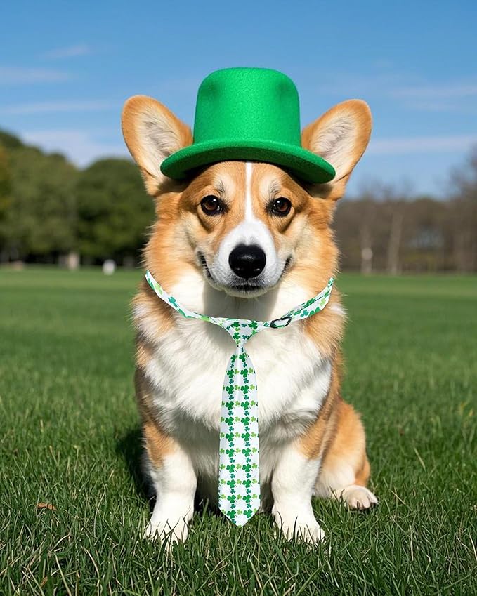 PET SHOW 10 Pack St. Patrick's Day Dog Ties Neckties for Large Medium Dogs Adjustable Holiday Grooming Accessories Neck Ties Bowties Girl Boy Pets Festival Costumes Puppy Wedding Party Gift Favor