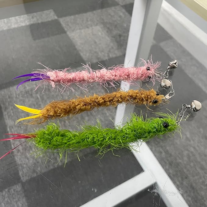 AcceLeah Cat Worm Toy Refills - Assorted Teaser Wand Toys with Bell (11 Pcs)