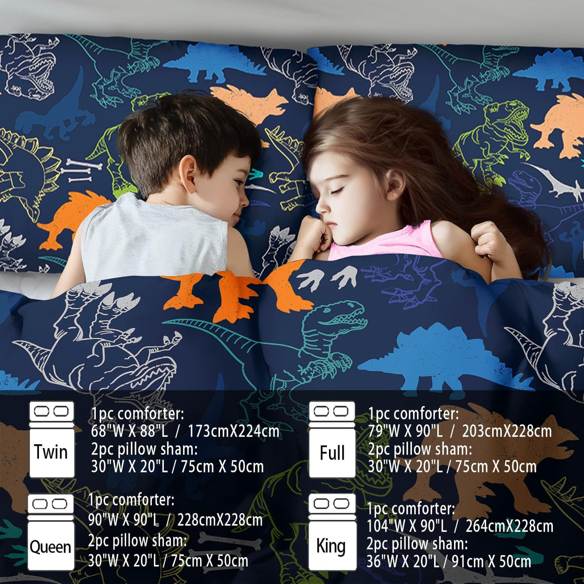 Blue Dinosaur Comforter Set King Boys,Cute Dinosaur Bedding Set King for Kids,Kawaii Dragon Comforter Blue Bedroom Decor,Cute Animal Bedding Kawaii Animal Quilt Boys