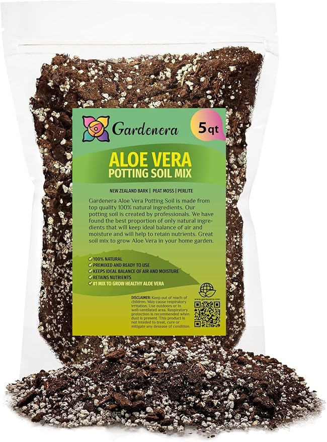 GARDENERA Premium Aloe Vera Potting Soil Mix - (5 Quart Bag)