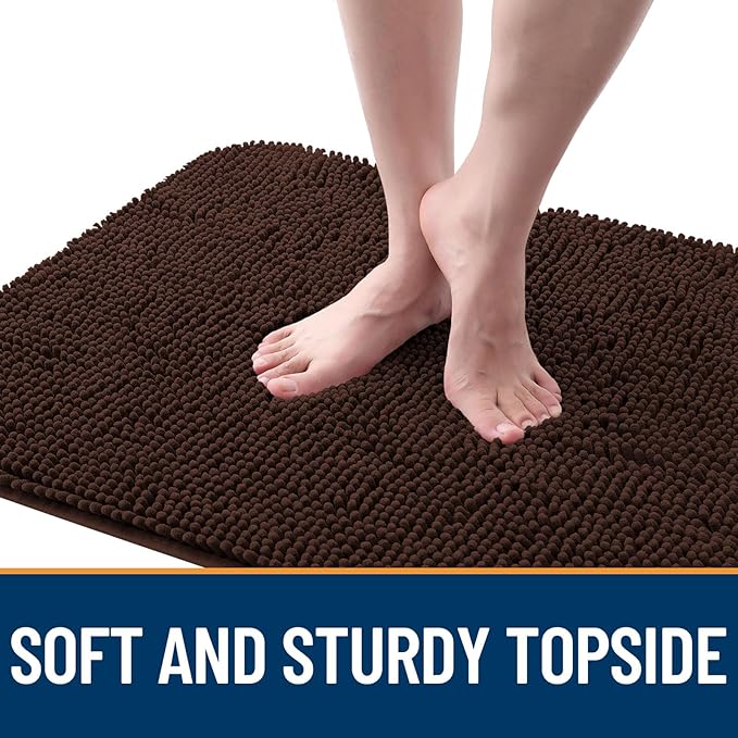 OLANLY Dog Door Mat for Muddy Paws 47x32, Absorbs Moisture and Dirt, Absorbent Non-Slip Washable Doormat, Quick Dry Chenille Mud Mat for Dogs, Entry Indoor Entryway Carpet for Inside Floor, Brown