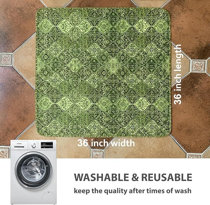 nunubaby Washable Pee Pads for Dogs, Stylish, Non-Slip and Leak-Proof Pee Pads. Reusable Potty Pads for Dogs for Crates and Floors.(Green/Multi, 36" x36")