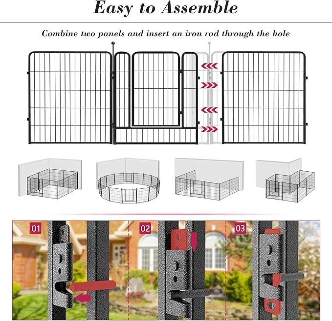 Dog Playpen 32 inch 36 Panels Indoor Outdoor Dog Pen for Medium/Small Dogs Heavy Duty Metal Dog Fence Outdoor for Yard, Puppy Playpen with Door Portable Pet Fence for RV Camping Yard
