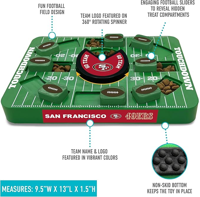 Pets First NFL SAN Francisco 49ERS Large Puzzle Toy - Interactive Dog Treat & Slow Feeding Toy