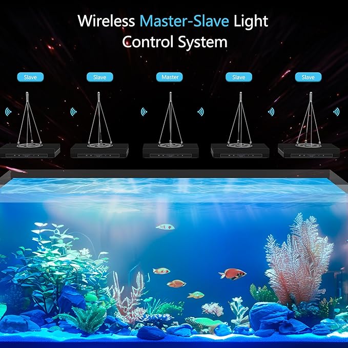 Aquarium Light - 95 Watt Sunrise Sunset Moonlight, Group Control Program Coral Reef Light Dimmable Full Spectrum for Marine Tanks,Saltwater Tank Light with Timer (G5 Suspension Version)