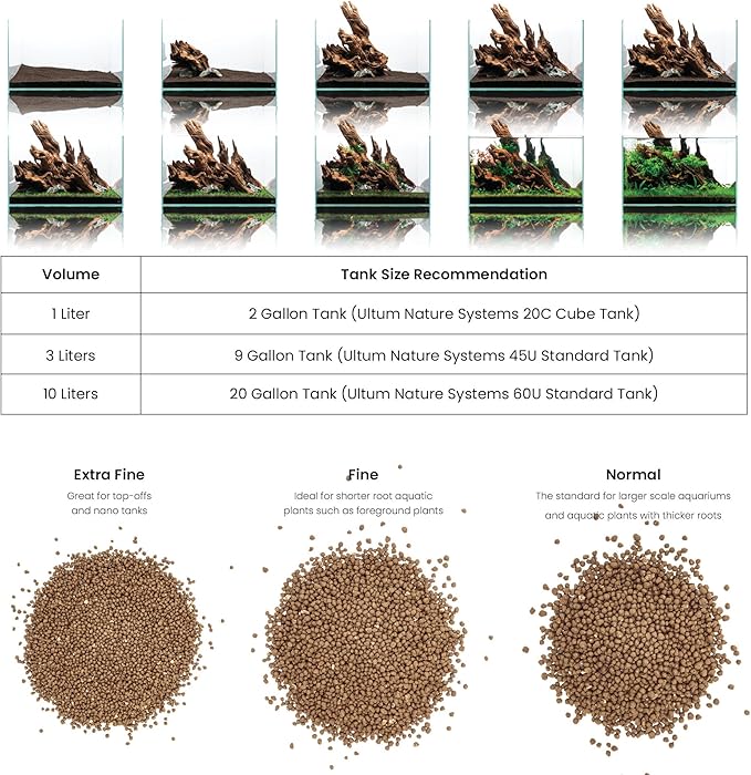 Ultum Nature Systems Controsoil - Freshwater Aqua Soil Substrate for Fish, Shrimp, Live Plant Propagation and Aquascaping - 6.8pH Low Ammonia, Volcanic Ash - Brown, Normal (10 Liter | 20LB)