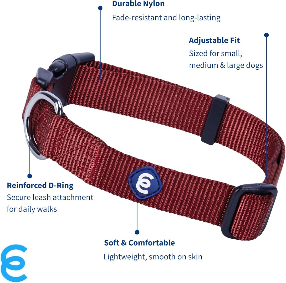 Blueberry Pet Essentials Large Dog Collar | Adjustable Nylon Dog Collar for Large Dogs | Fired Brick | Stylish Large Boy Dog Collar | Secure Puppy Collar | Dog Collars for Small Dogs & More