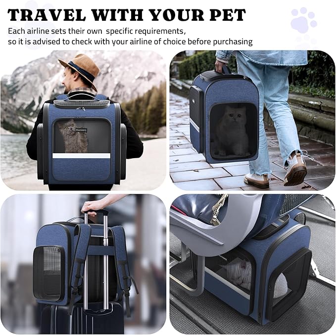 Pawtners Dog Backpack Carrier Dog Carrier with Anti-Scratch Mesh with Great Ventilation, Large Pet Carrier Backpack for Small Dogs & Large Cats, Foldable Designed Pet Backpack Perfect for Travel
