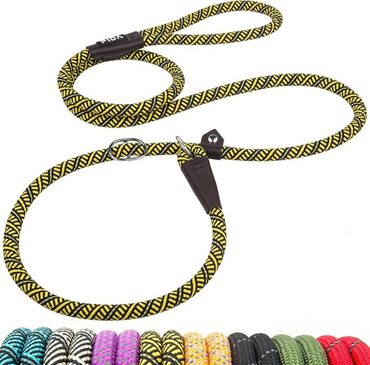 Fida Slip Leads for Dogs, 6 FT x 1/2" Dog Leash Heavy Duty Comfortable Strong Rope Lead for Large, Medium Dogs, No Pull Pet Training Leash with Highly Reflective,Yellow