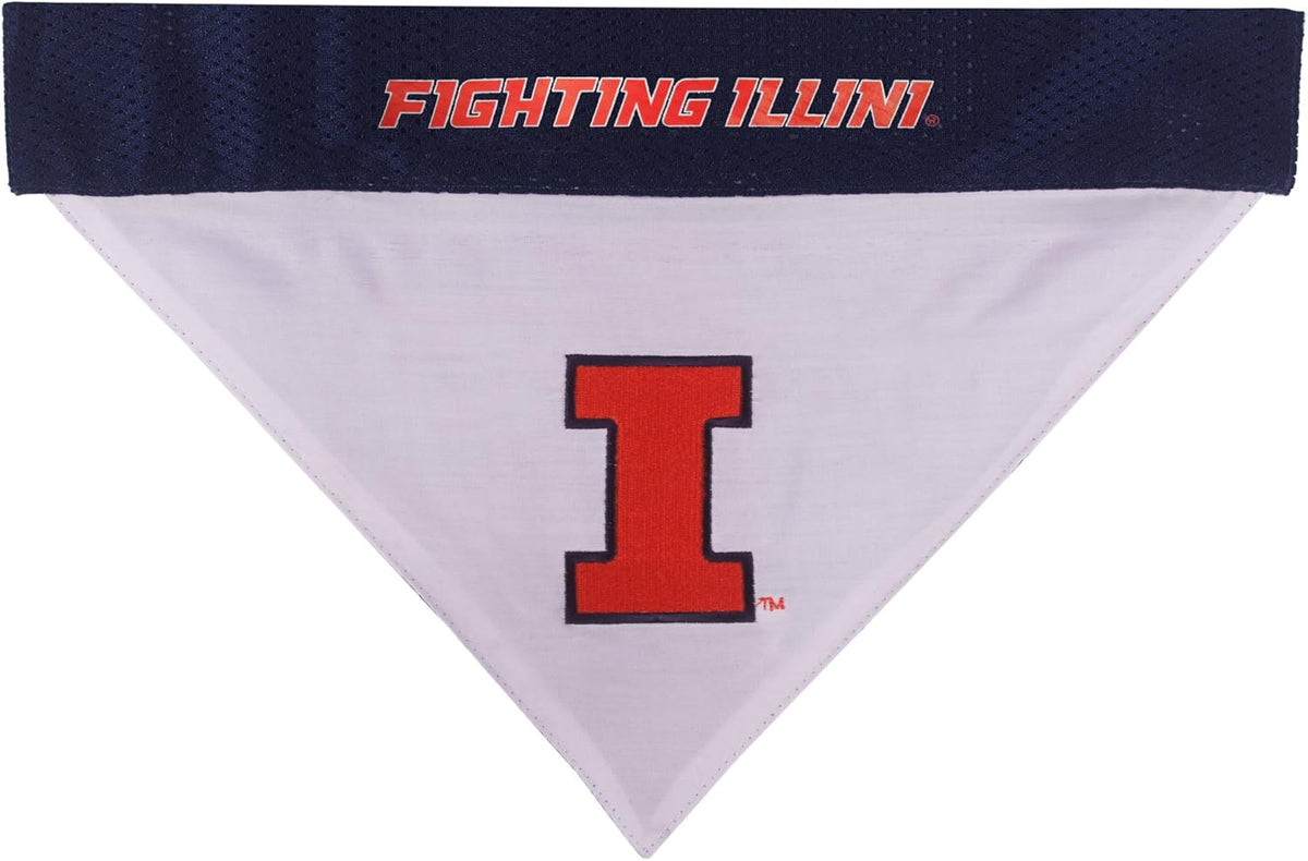 Pets First Collegiate Pet Accessories, Reversible Bandana, Illinois Fighting Illini, Small/Medium