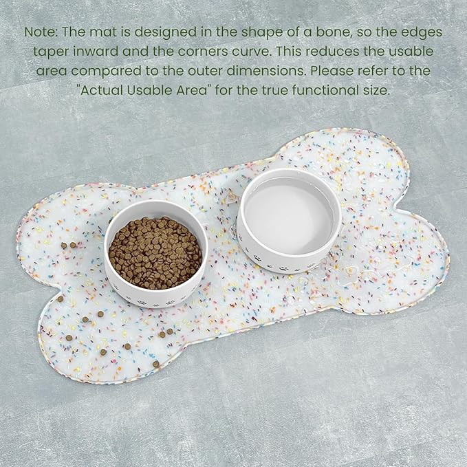 Dog Food Mat Anti-Slip Silicone Dog Bowl Mat Thicker Pet Placemat Waterproof Cat Feeder Pad with Raised Edge Puppy Kitten Feeding Mats Suitable Small Medium-Sized Dogs Cats Eating Tray