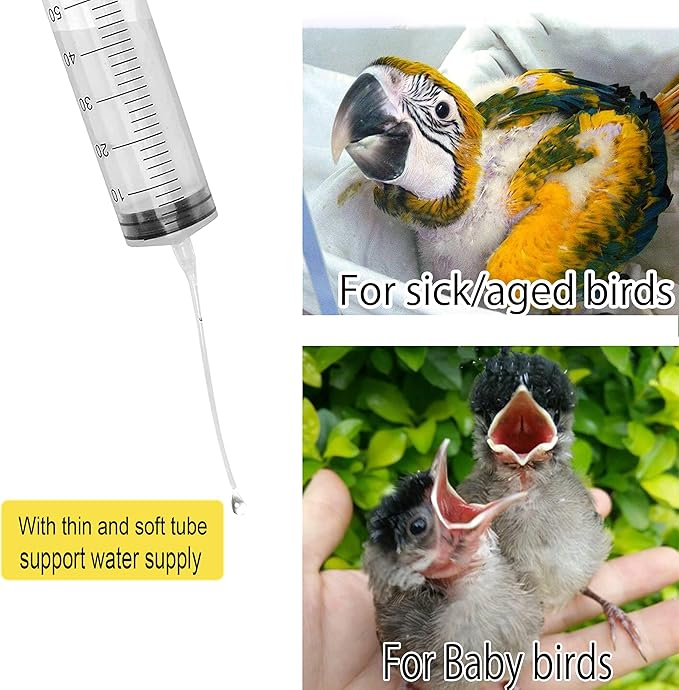 Baby Bird Feeding Syringe,Parrot Small Pet,Manual Syringe Feeder, Milk Water,Liquid Food,Reusable,Syringe with Spoon Tip