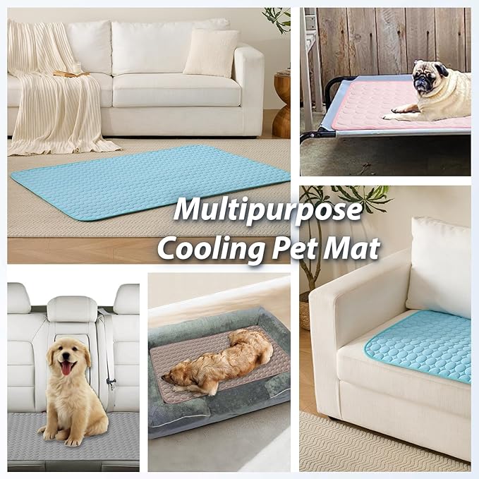 MICROCOSMOS Summer Cooling Mat & Sleeping Pad- Water Absorption Top, Materials Safe, Easy Carry, EZ Clean. Keep Cooling for Pets, Kids and Adults.(Grey, 24" x18")
