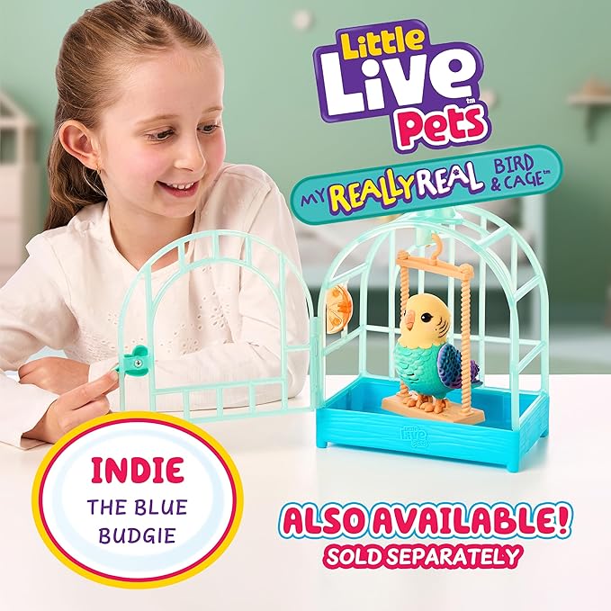 Little Live Pets My Really Real Talking Bird Toy & Cage - Rosie, Interactive Voice Repeating Toy, 20+ Sounds & Reactions, Talking Toys for Kids 5-7