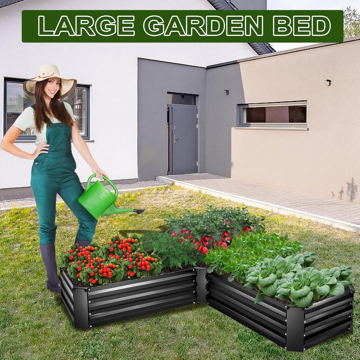 EDOSTORY Raised Bed Garden Bed Kit, 5x5x1ft Galvanized Planter Tall Raised Garden Boxes Outdoor, Large Metal Raised Garden Beds for Vegetables, Flowers, Herbs