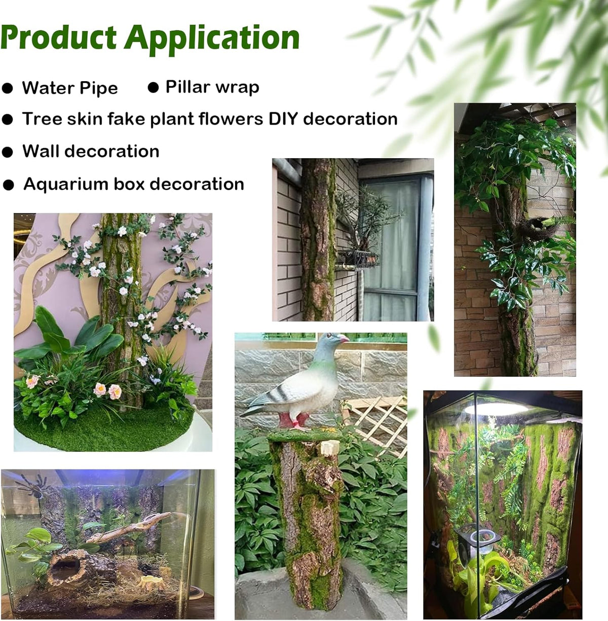 kathson Reptile Cork Terrarium Background Decor,Habitat Fitting Bark Backdrop Wall Artificial Moss 3D Aquarium Panel for Lizard Gecko Tortoise Spider Bearded Dragon Chameleon Snake Amphibian(2Pcs)
