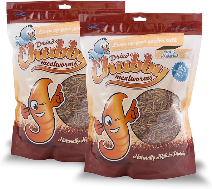 Chubby Mealworms 4Lbs Bulk Dried Mealworms High Protein Treat for Chickens, Birds, Ducks and Much More