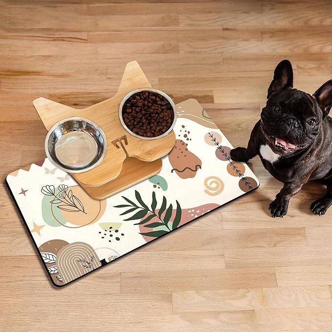 Pet Feeding Mat for Floors Waterproof Dog Mat for Food and Water Absorbent Quick Dry Non Slip mat for Cat Bowls