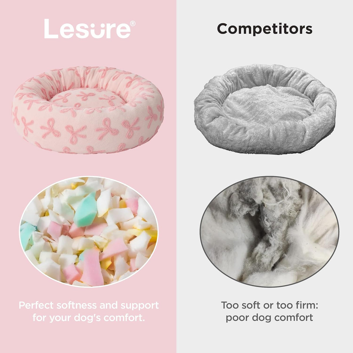 LE SURE Donut Cat Beds for Indoor Cats - Round Small Dog Bed Calming Pet Beds, Cute Modern Beds with Jacquard Shaggy Plush & Anti Slip Bottom, 20 Inch, Pink Taffy