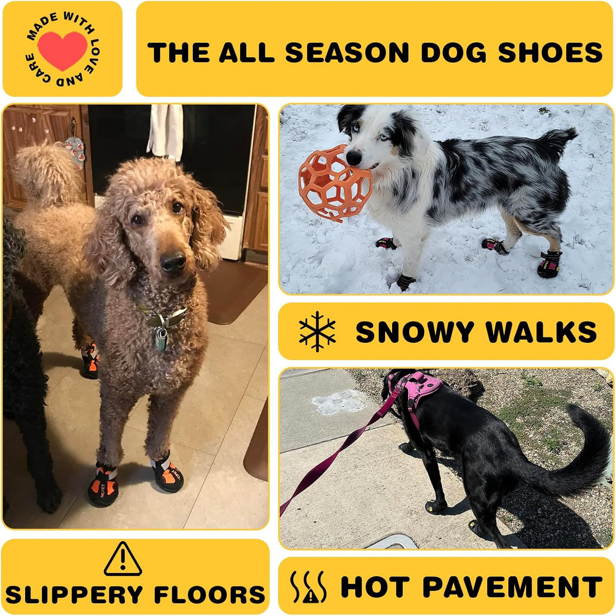 Hcpet Dog Shoes, Dog Boots for Small Dogs, Waterproof Medium Dog Booties Paw Protector for Summer Hot Pavement, Winter Snowy Day, Outdoor Walking, Indoor Hardfloors Anti Slip Sole Pink Size 2