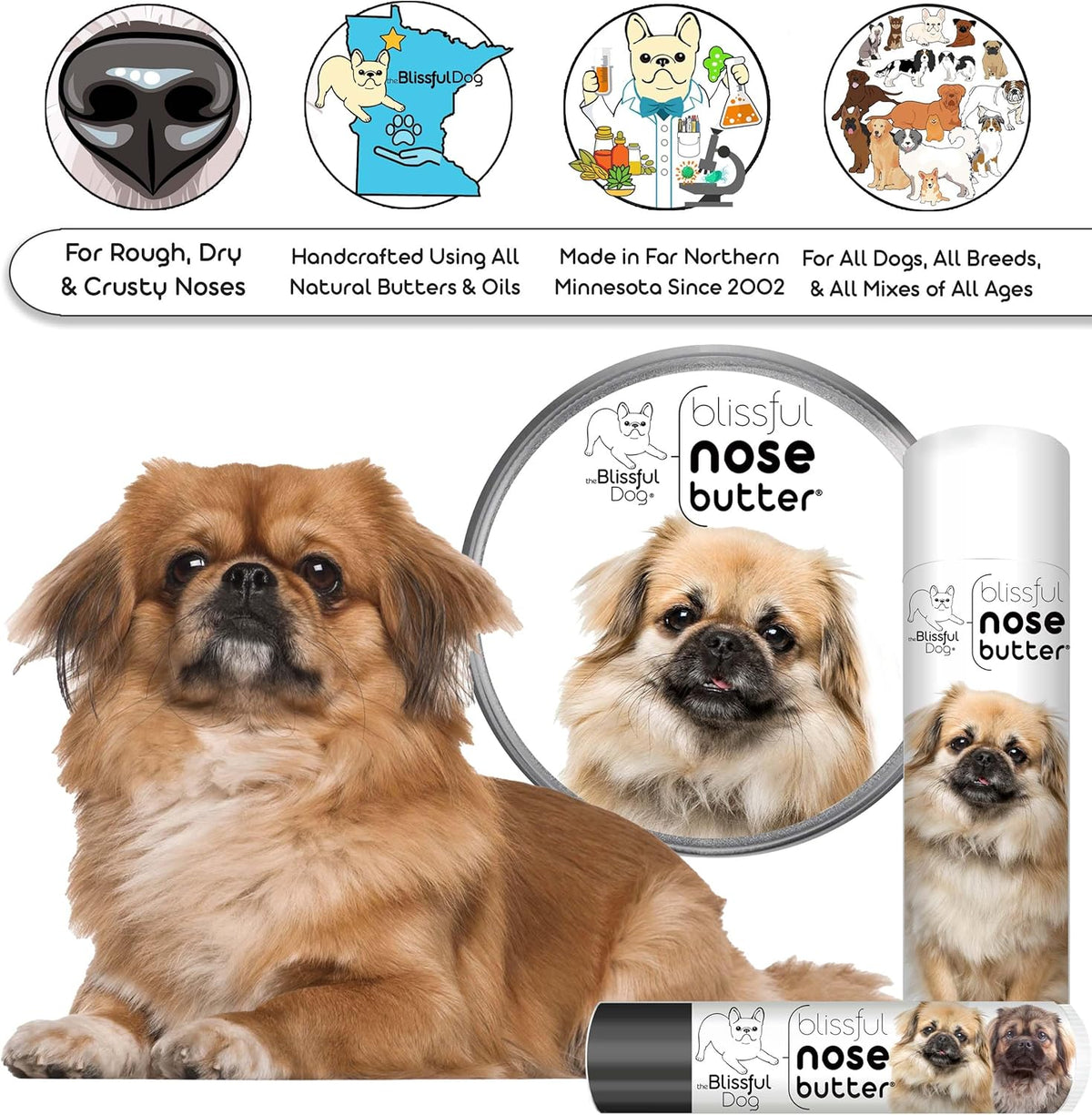 The Blissful Dog Tibetan Spaniel Unscented Nose Butter, 16oz
