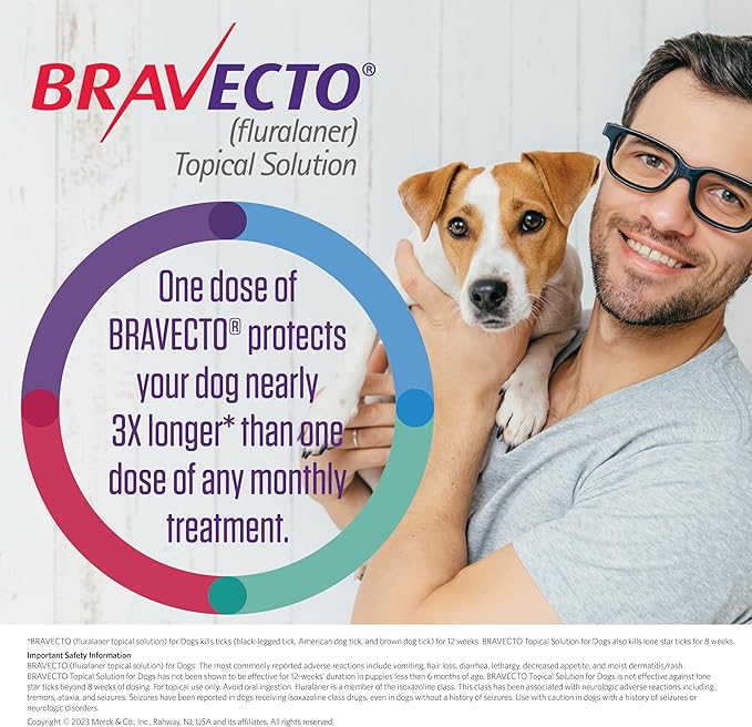 BRAVECTO Topical Solution for Dogs, Flea & Tick, 12 Week Supply, 9.9-22 lbs., Orange Box
