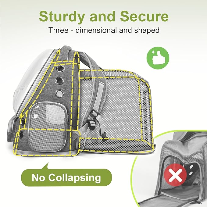 Expandable Cat Backpack,Cat Bubble Backpack Carrier for Carrying Cats, Pets and Small Dogs,Airline-Approved,Designed for Travel, Hiking, Walking,Car （Grey