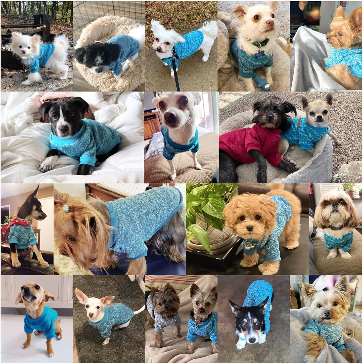 Jecikelon Dog Clothes Dogs Sweater Soft Puppies Clothing Winter Puppy Sweaters Warm Outfit for Dogs Small XXS XS Cat Apparel (Light Blue, M)