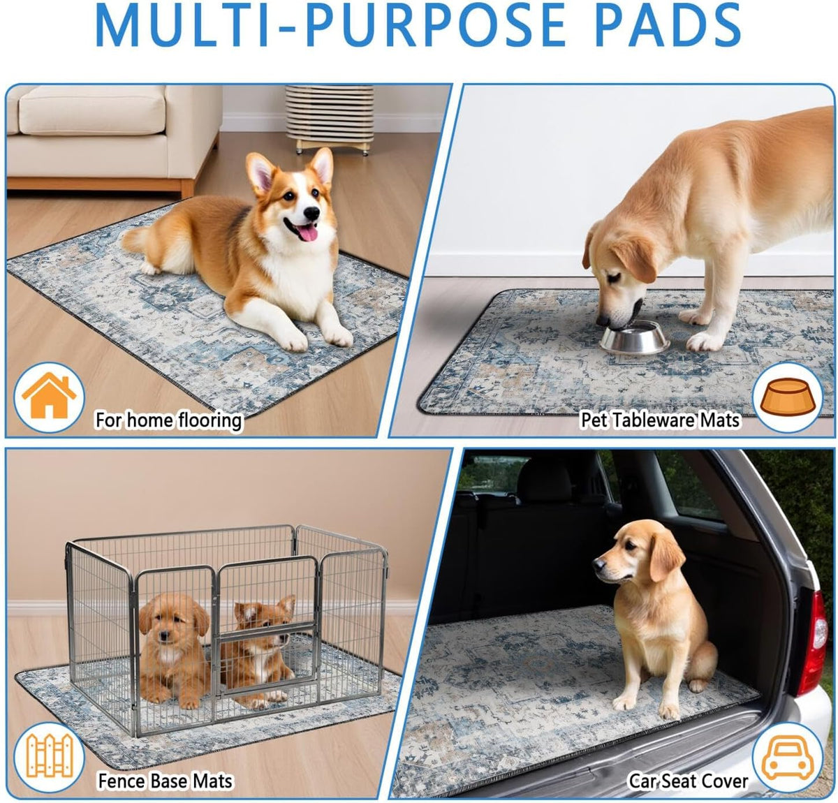 Washable Pee Pads for Dogs 2 Pack, Absorbent Reusable Puppy Pads Waterproof, Leakproof & Non-Slip Whelping Pad, Potty Training Pads for Dogs Playpen Mat 24x36