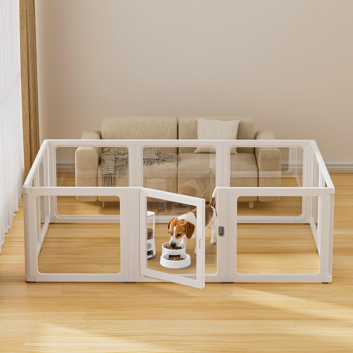 Citylife Dog Playpen with Door Clear Pet Playpen for Indoor Outdoor Easy to Install and Remove Puppy Playpen for Dogs, Cats, Bunnies, Pigs, 10 Panels