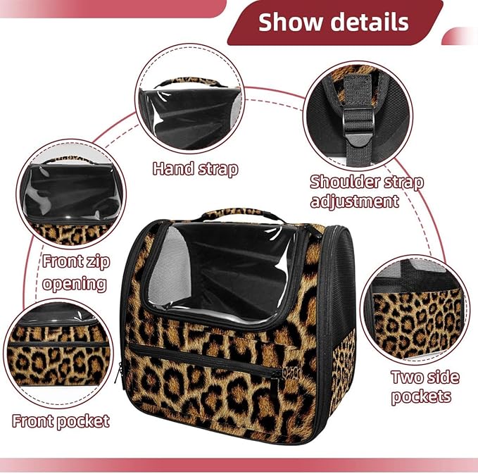 Animal Leopard Print (1) Cat Carrier Backpack,900D Wear-Resistant Oxford Fabric, Dog Carrier Cat Backpacks Suitable for Travel