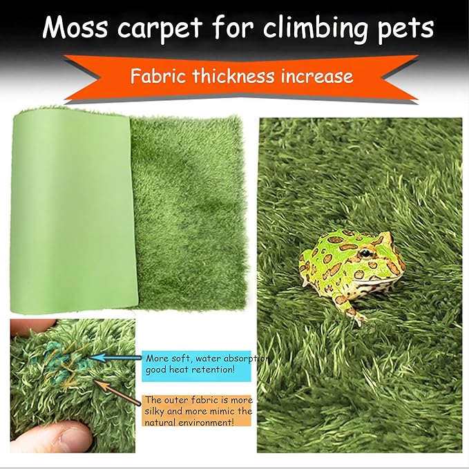 kathson 2 PCS Reptile Carpet Mat Terrarium Bedding Substrate Liner Mat Imitation Rainforest Crawler Mats for Snakes Bearded Dragon Gecko Chameleon Turtles Iguana（23.62 X 15.74 in）