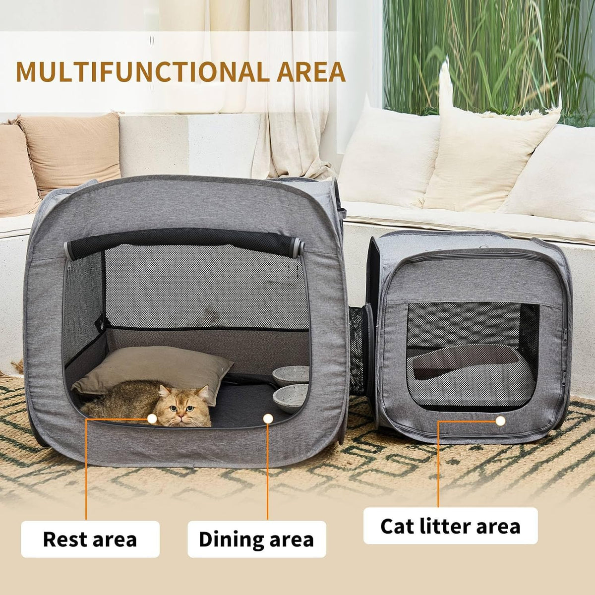 Portable Large Cat Playpen for Outdoor & Indoor Cats Cage, Large Foldable Cat Tent, Fit Puppy, Dogs, Pets