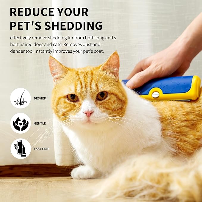 Dog Brush for Shedding, Deshedding Grooming Tool for Dogs & Cats, Pet Hair Remover, Cat Deshedding Comb, Professional Grooming Tool, Easy to Clean, Pet Grooming Brush for Dogs and Cats