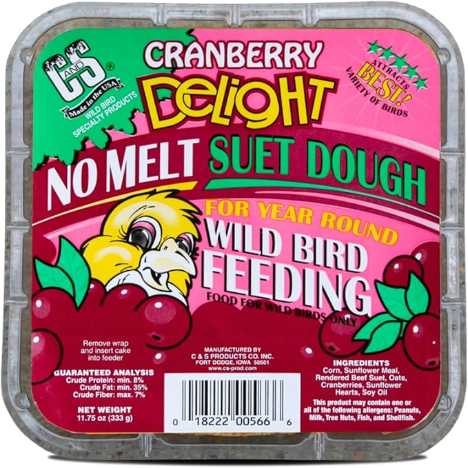 C&S Cranberry Delight No Melt Suet Dough 11.75 Ounces 8 Pack