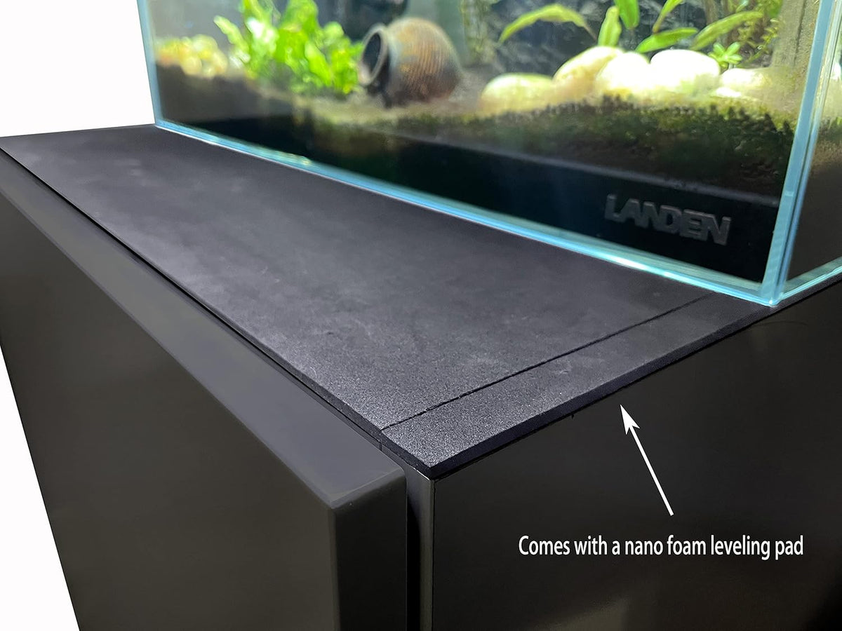 LANDEN Aquarium Wooden Stand and Cabinet for up to 55 Gal Tank, Fish Reptile Sea Salt WaterTank Stand, Nano Foam Leveling Mat Included, W35.5xD19.7xH31.5 in, Wooden Matte Black Painted(Stand Only)