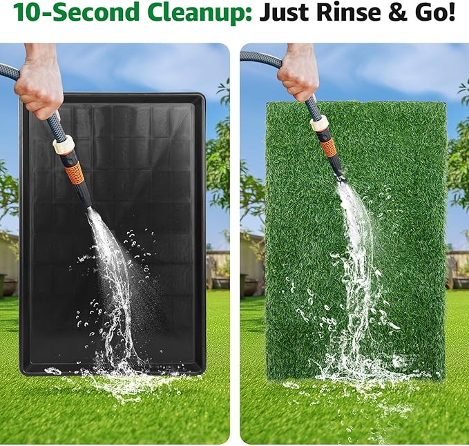 Dog Grass pad with Tray,29”x 18” Indoor Dog Potty with 2 Packs Replacement Artificial Fake Grass-5 Packs Disposable Puppy Pads,for Puppy Training Apartment,Apartment Use