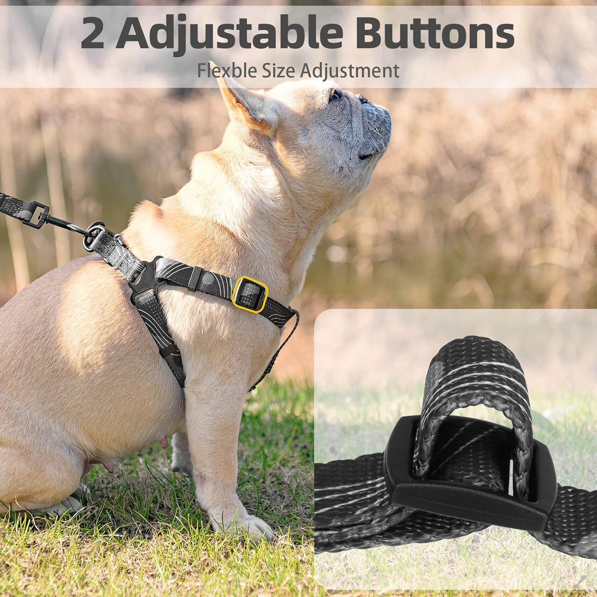 PUPTECK No Pull Dog Harness Soft Adjustable Basic Nylon Step in Puppy Vest Outdoor Walking with Leash Medium