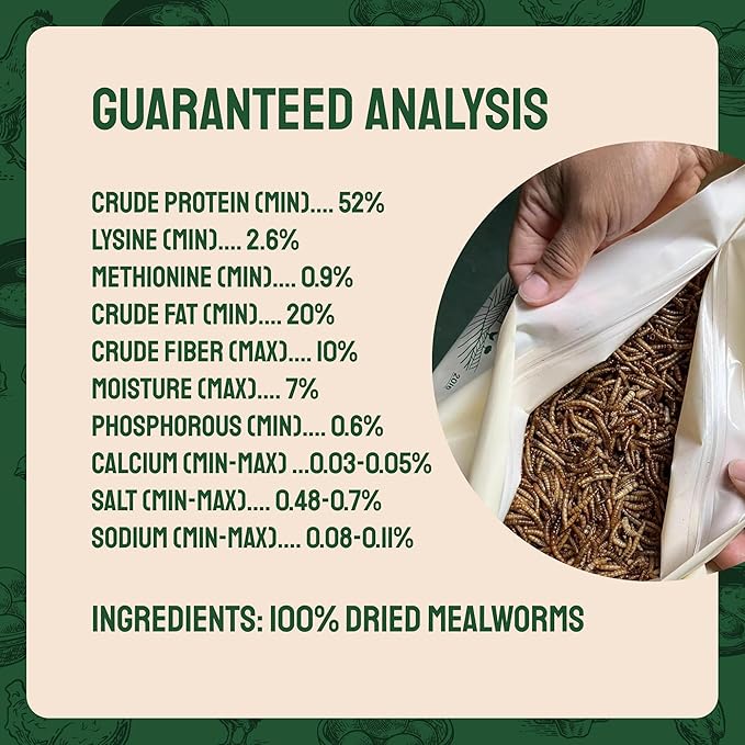 Dried Mealworms - 2 Lb Bag - High Protein Chicken Feed, Mealworms for Birds & Chickens - Meal Worms for Wild Birds & Turtles