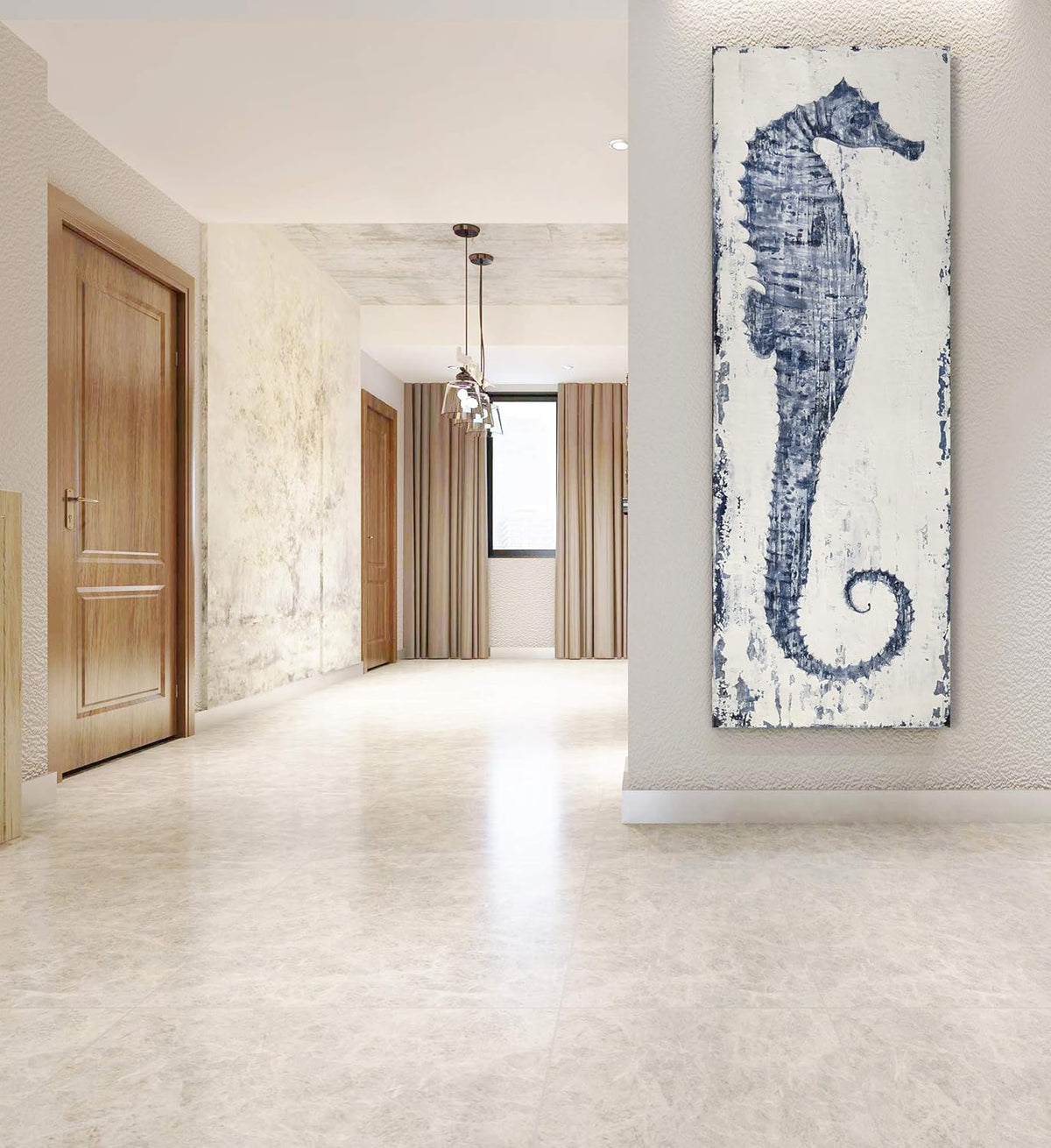 Yihui Arts Hand Painted Seahorse Canvas Art Wall Painting Pictures For Office Decoration