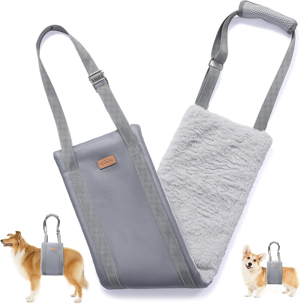 Dog Lift Harness for Medium Dogs - Adjustable Sling for Rear Legs, Hip Support for Canine Aid & Cruciate Ligament Rehabilitation - Medium, Grey