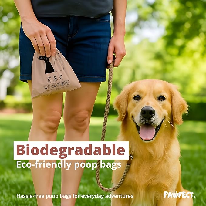 Pawfect Dog Poop Bags Rolls - Biodegradable Doggie Bags, Compostable Dog Waste Bags, BPI Certified Pet Waste Bags, Unscented, Large, Puppy Poo, Earth Friendly, Bolsas de Basura (480 counts)