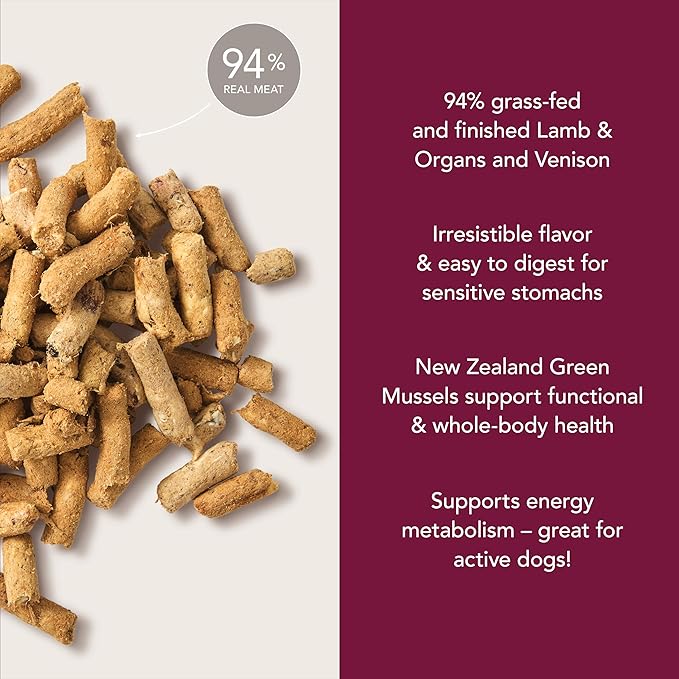 K9 Natural Lamb and Venison Freeze Dried Dog Food, High-Meat and Natural Complete Meal or Meal Toppers for Dogs, Grass-Fed Lamb and Venison from New Zealand, Grain-Free, GMO-Free, 17.6 Ounces