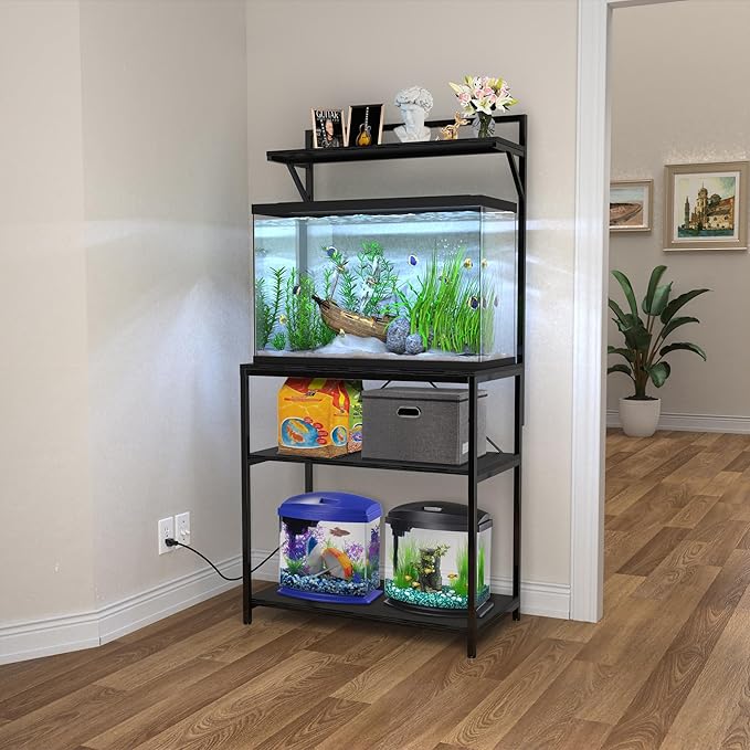 GDLF 20-29 Gallon Fish Tank Stand with Plant Shelf, Aquarium Stand with Storage Shelf for 20 Gallon Long Aquarium 30.7" x 16.53" Tabletop Fits Turtle or Reptile Terrariums