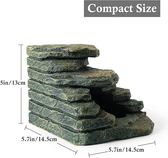 FEDOUR Aquarium Ornaments, Aquarium Mini Skull Skeleton/Aquarium Mini Castle/Aquarium Hippon Cave/Aquarium Rock Stone Cave Decoration, Fish Tank Decoration Landscape Hiding House (Rock Cave)