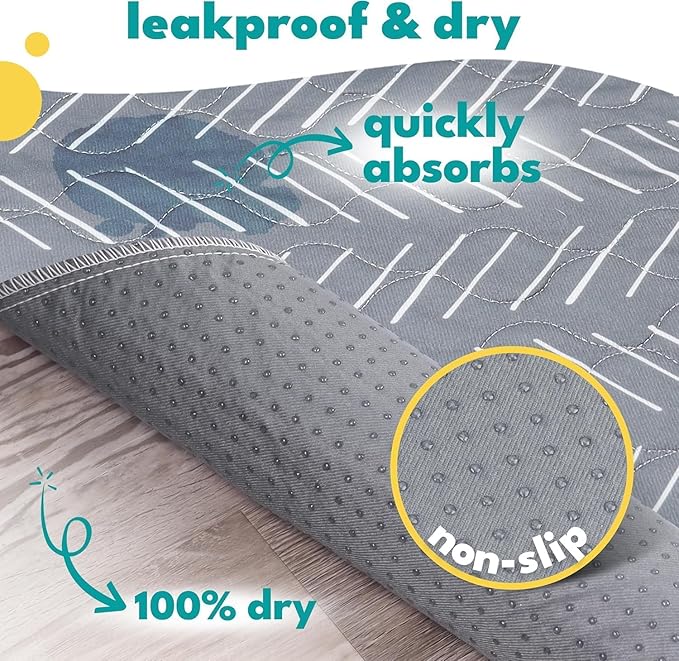 NALALAS Large Washable Pee Pads for Dogs | Reusable, Waterproof & Ultra Absorbent Puppy Pads | Dog Pee Pads, Anti-Slip, Leakproof & Quick Dry Pet Training Mat | Whelping Pad, Puppy Mat & Crate Pad