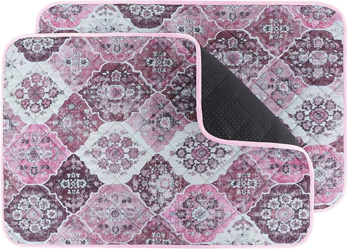 IEUUMLER Washable Pee Pads for Dogs, 2 Pack Reusable Pee Pads for Dogs Non-Slip Grip, Super Absorbent Waterproof Puppy Pads for Potty Training, Playpen, Crate, Whelping Box EU011 Pink, 36x48