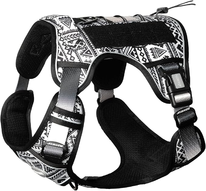 AUROTH Tactical Dog Harness for Large Dogs No Pull Adjustable Pet Harness Reflective K10 Working Training Easy Control Pet Vest Military Service Dog Harnesses