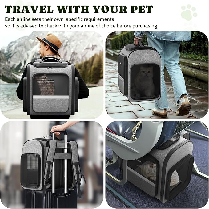 Pawtners Dog Backpack Carrier Large Pet Carrier Backpack for Kitten Small Dogs Puppies & Large Cats Up to 18 Lbs, Breathable Dog Backpack with Anti-Scratch Mesh, Ventilated Design, Perfect for Travel